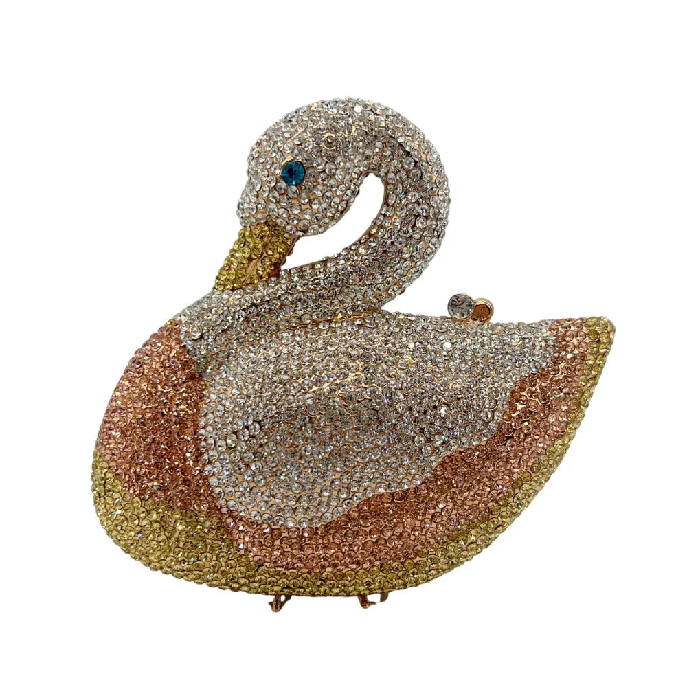 Sacos de noite de cristal em forma de cisne diamante espumante bolsas de embreagem strass bolsas de metal duro saco de festa de casamento