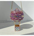 Alizekerr balão de ar quente em forma de cristal sacos de noite feminino luxo elegante único strass circular embreagem bolsas festa casamento