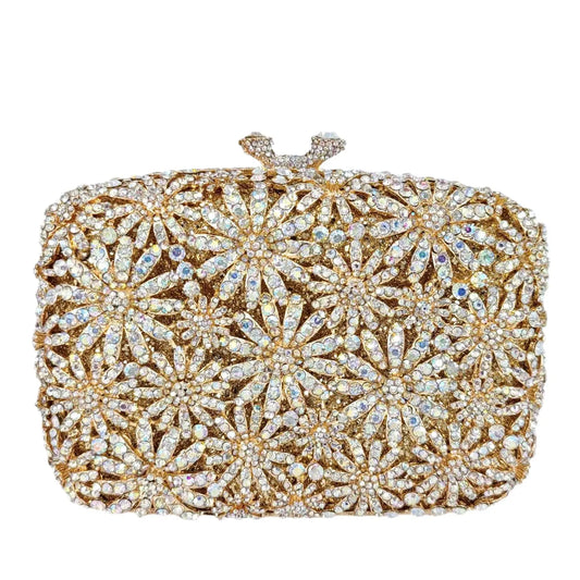 Boutique de fgg crisântemo flor sacos de noite e embraiagens feminino cristal embreagem festa casamento strass bolsas bolsas