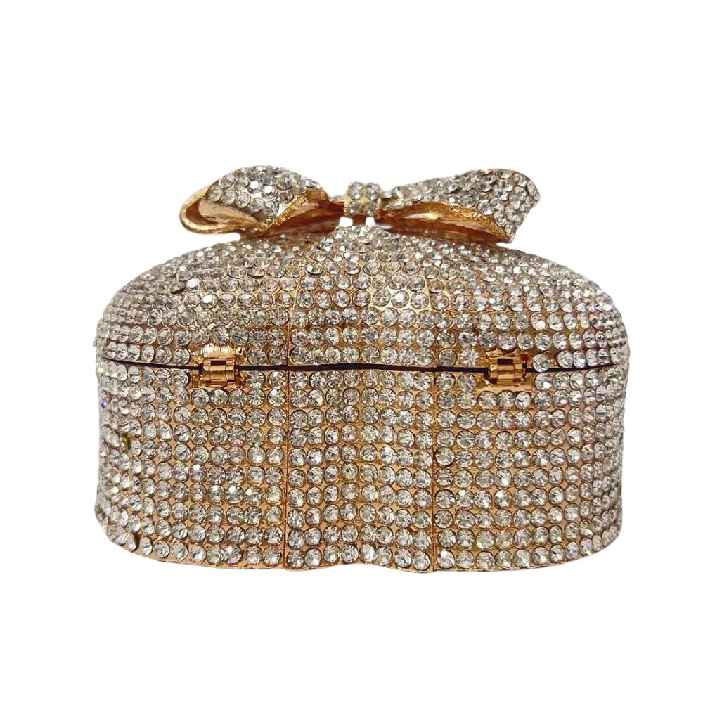Personalizado design de luxo feminino diamante bolsa cristal strass forma coração bolsa noite saco embreagem para mulher 2025