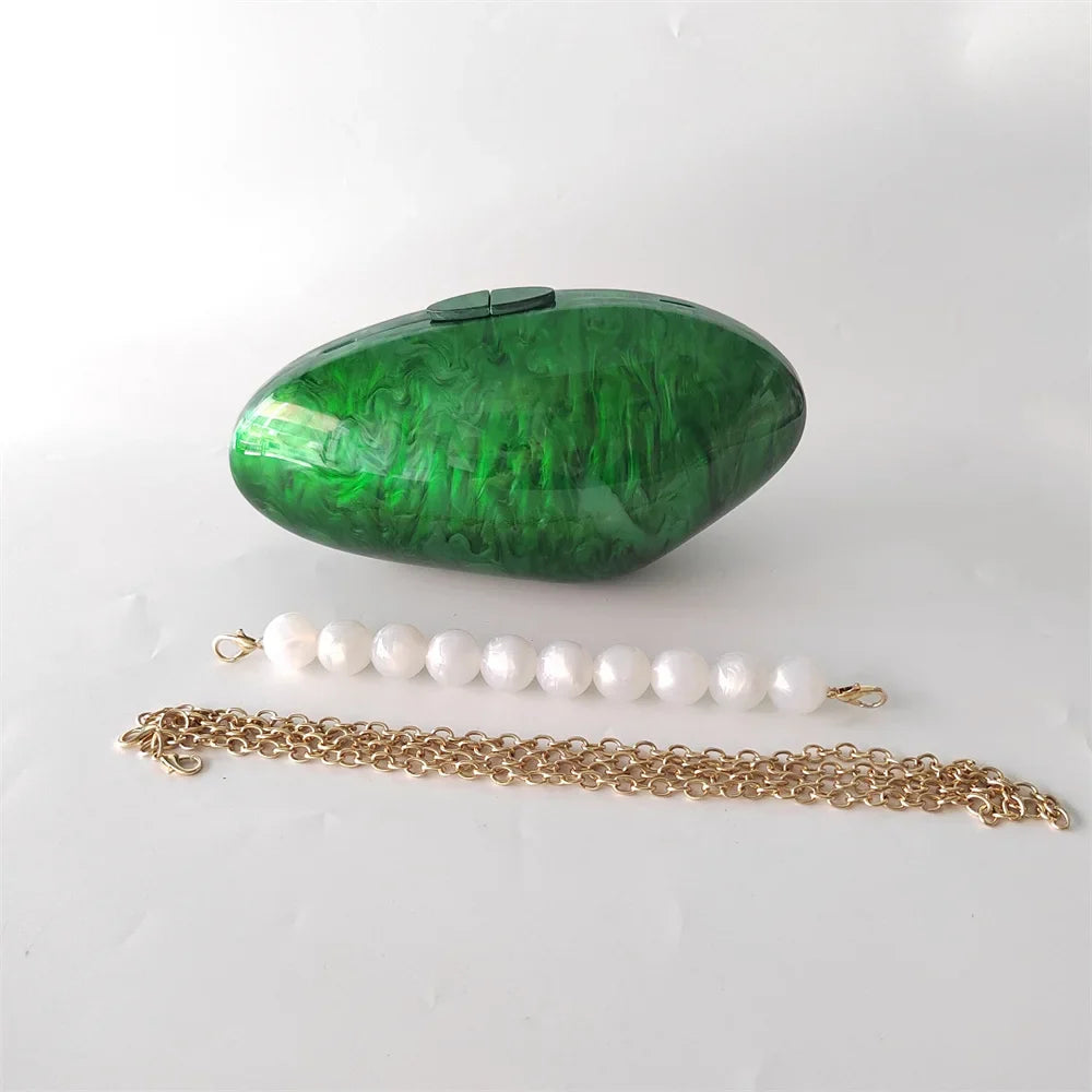 Embreagens de caixa de acrílico branco perolado feminino, mini carteira, forma irregular, festa noturna, viagem, bolsas Gilr, bolsa para mulheres