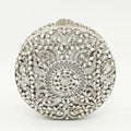 Boutique de fgg (em estoque) redondo circular oco para fora das mulheres cristal embreagem noite minaudiere saco casamento bolsa nupcial