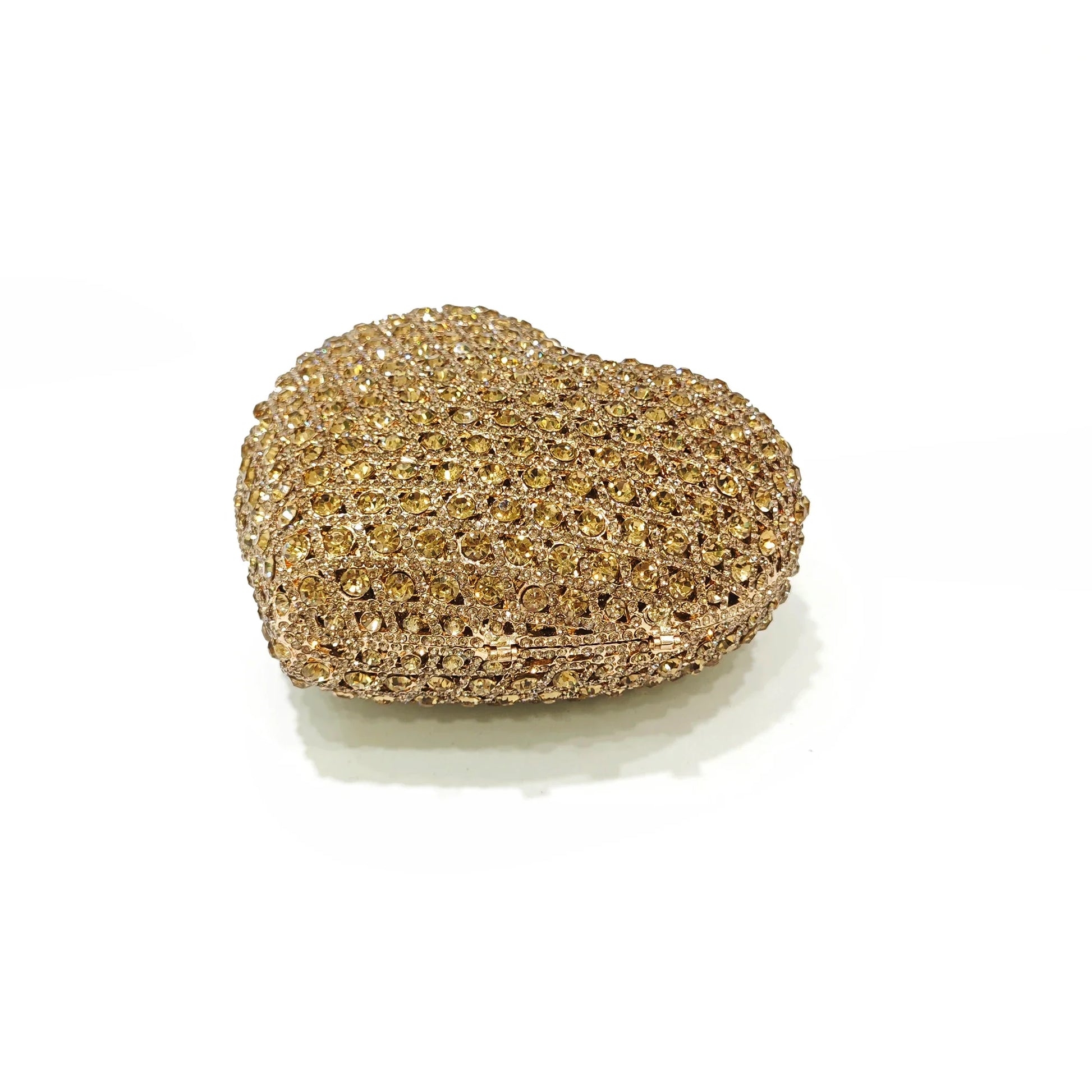 Ouro cristal saco de noite strass coração diamante casamento cristal luxo designer senhoras festa mini bolsa minaudiere bolsas