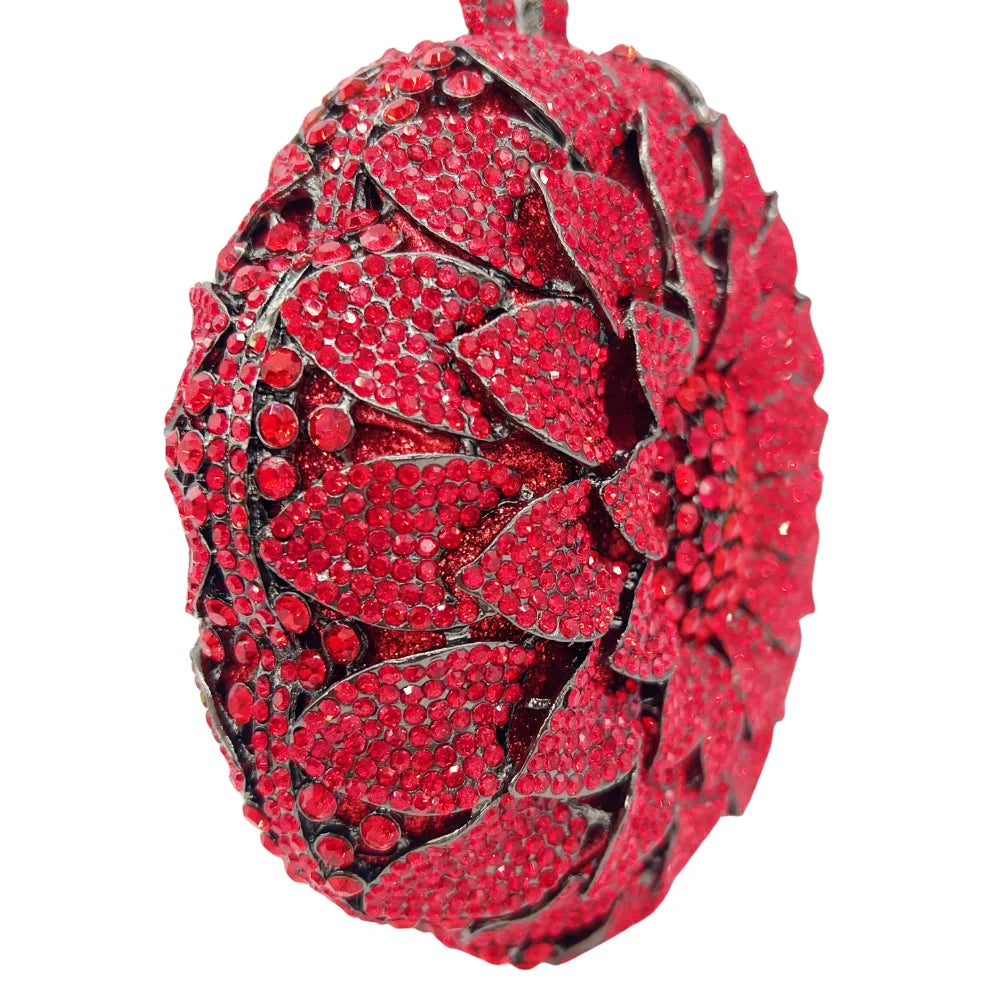 Bolsa de noite de casamento feminina de cristal brilhante em forma de girassol de luxo mais vendida.