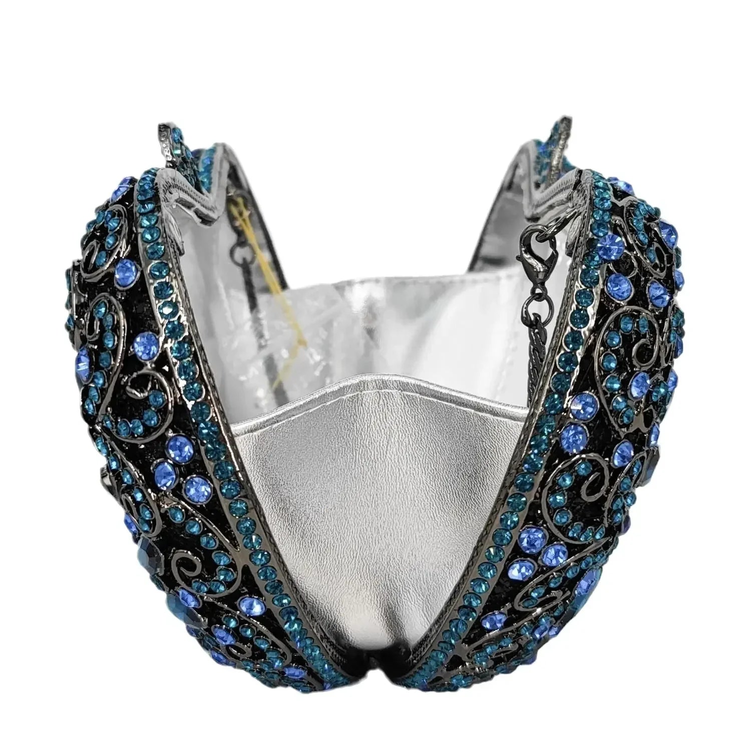 Boutique de fgg azul marinho forma de coração feminino flor embreagem sacos de noite festa de casamento nupcial bolsas de cristal strass bolsas