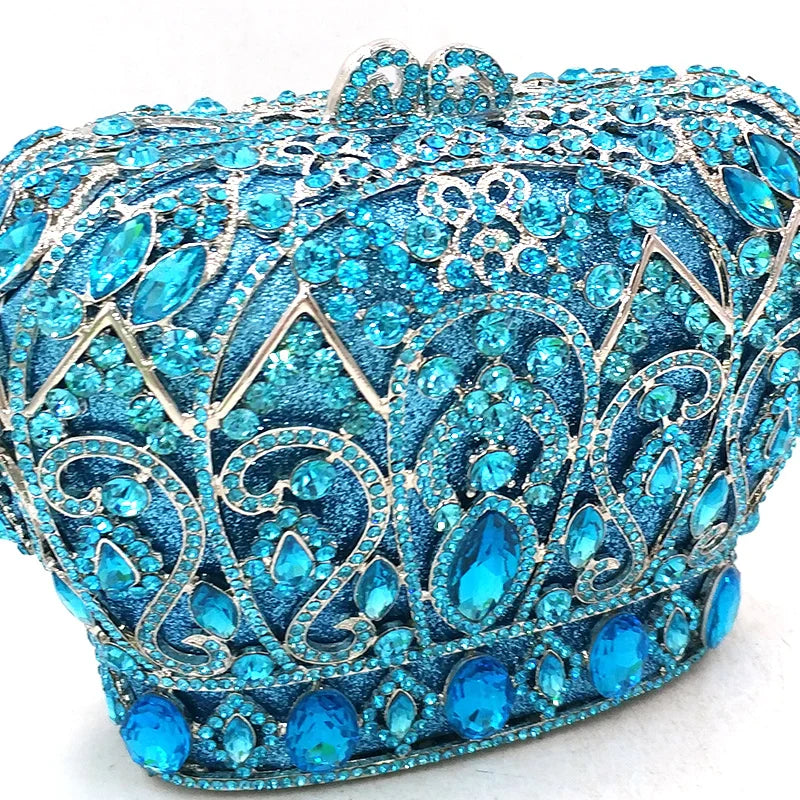 Mulheres festa à noite bolsa diamantes luxo cristal garras elegantes senhoras bolsas festa de casamento nupcial coroa real bolsas saco