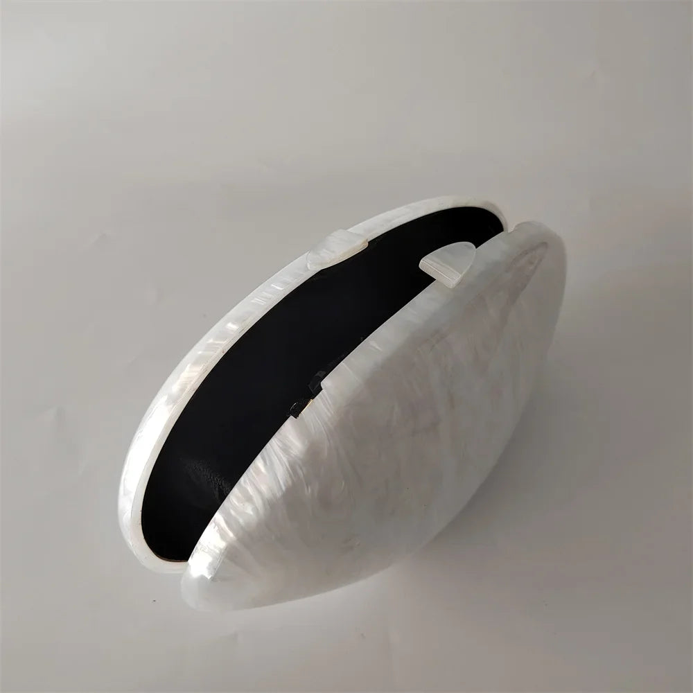 Embreagens de caixa de acrílico branco perolado feminino, mini carteira, forma irregular, festa noturna, viagem, bolsas Gilr, bolsa para mulheres