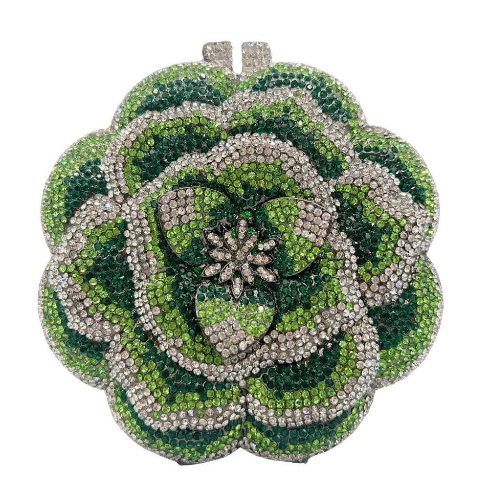 Alta qualidade presente do dia das mães 3d flor rosa strass diamante saco meninas e mulher saco de noite de casamento