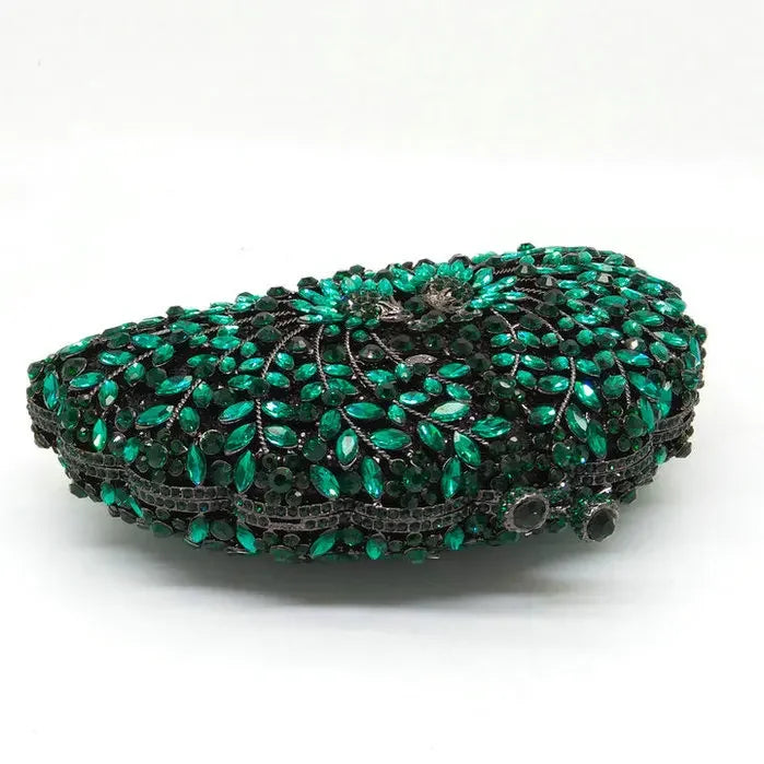 Boutique de fgg pavão verde mulheres bolsas de noite casamento cocktail cristal bolsa embreagem nupcial diamante minaudiere bolsas