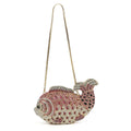 Bolsa de luxo para mulheres, forma de peixe, strass, metal diamante, metal, festa de casamento