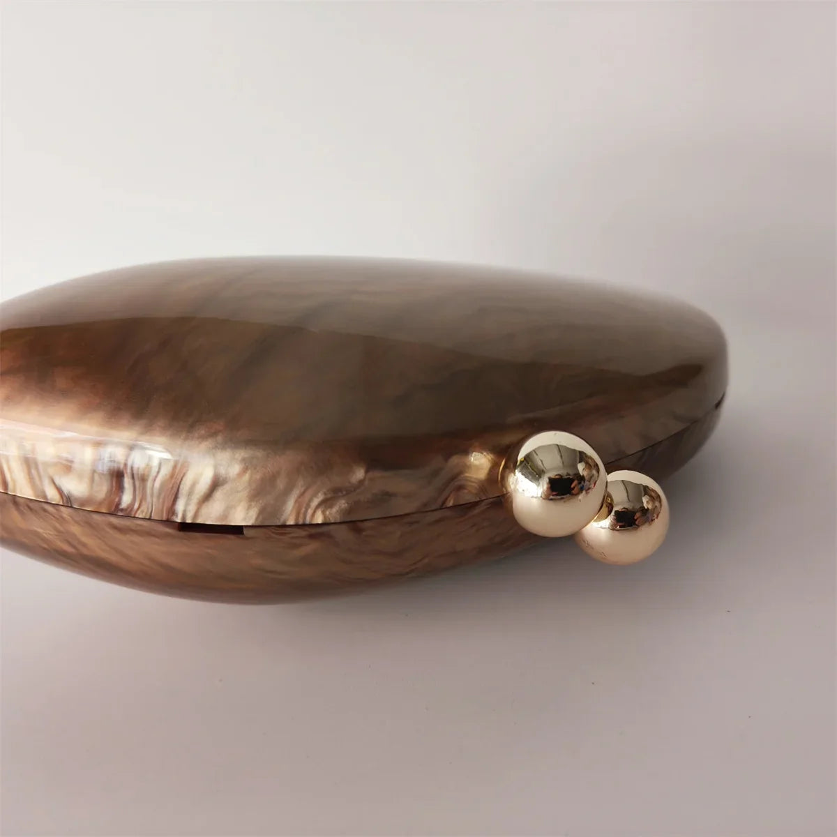 Bolsa acrílica para senhoras, marrom pérola, forma de bolinho, bolsas Minaudiere, sacos de noite, festa, casamento, dama de honra, bolsa, L