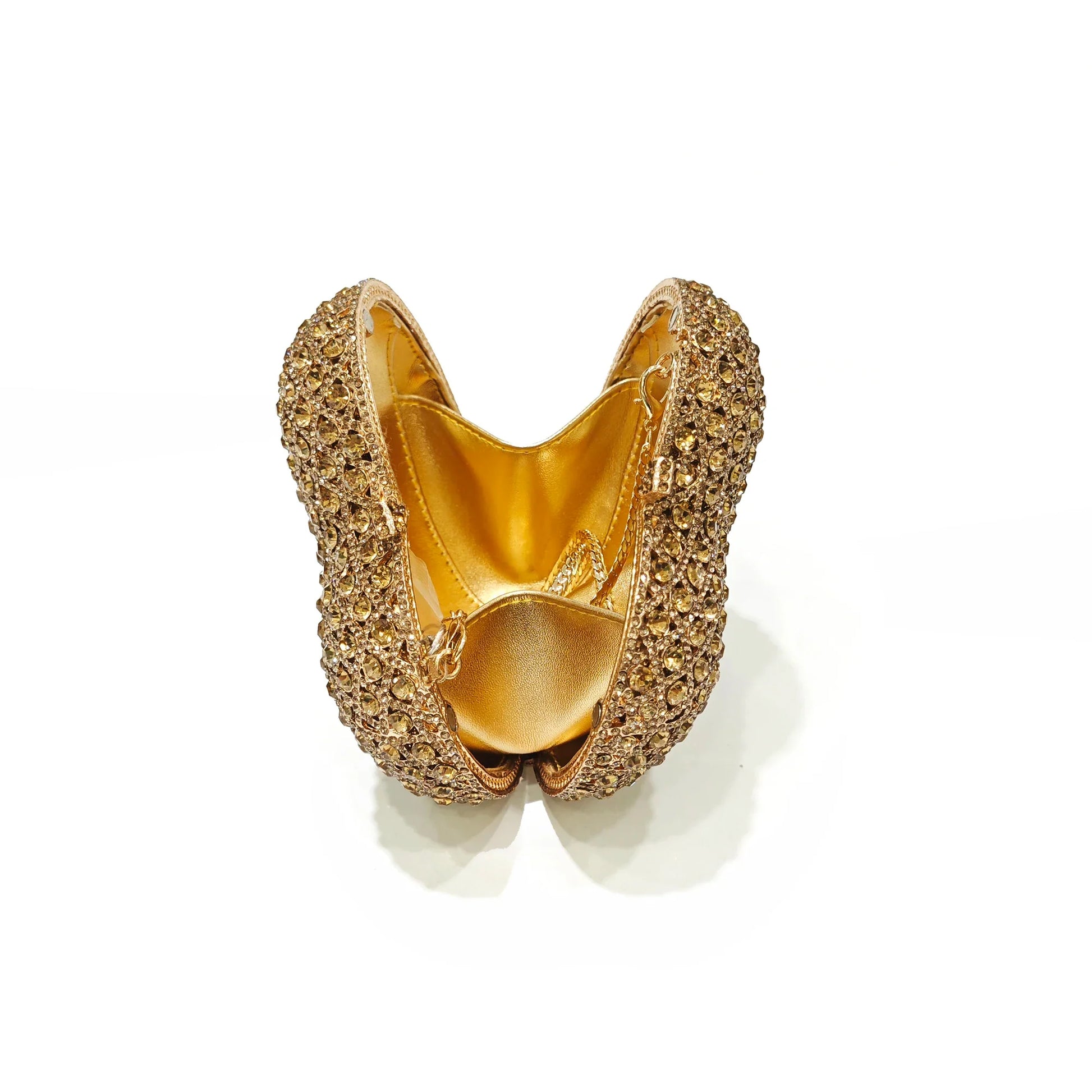 Ouro cristal saco de noite strass coração diamante casamento cristal luxo designer senhoras festa mini bolsa minaudiere bolsas