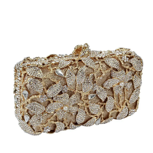 Bolsa de mão única estilo europeu com strass, pérolas e diamantes de água, bolsas de cristal ecológicas para ocasiões formais