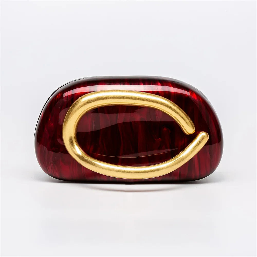 Mulheres grande bronze metal nome acrílico caixa embreagem sacos de noite nupcial bolsas e bolsas praia presente luxo designer bolsa