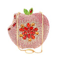 KHNMEET-Maçã Rosa Bolsa Noite para Mulheres, Diamante De Cristal, Embreagem De Festa, Saco De Luxo De Casamento, Moda De Frutas, Bolsa Das Senhoras, SC146