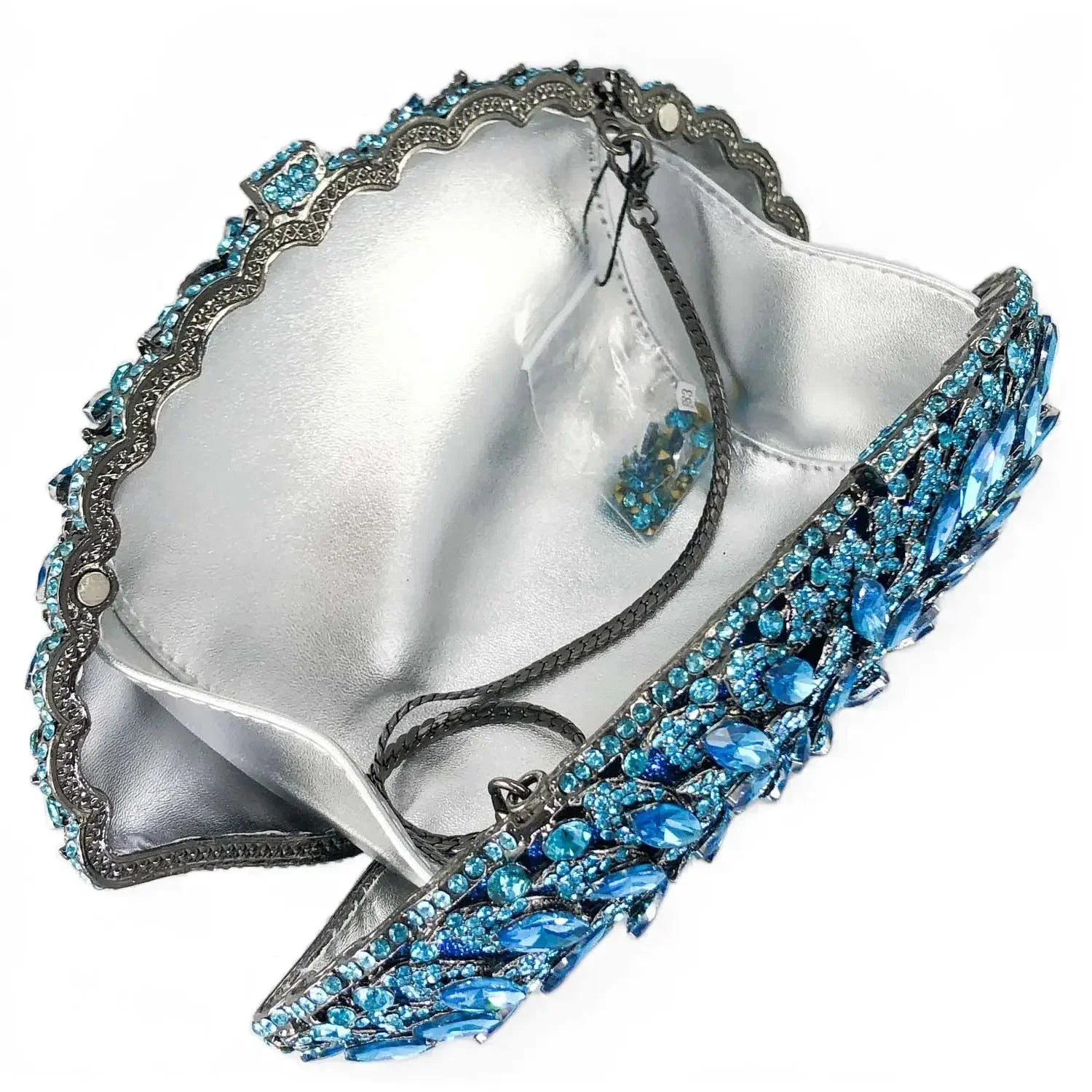 Boutique de fgg ciano azul feminino cristal noite bolsas e bolsas festa baile bebê azul strass embreagem minaudiere saco
