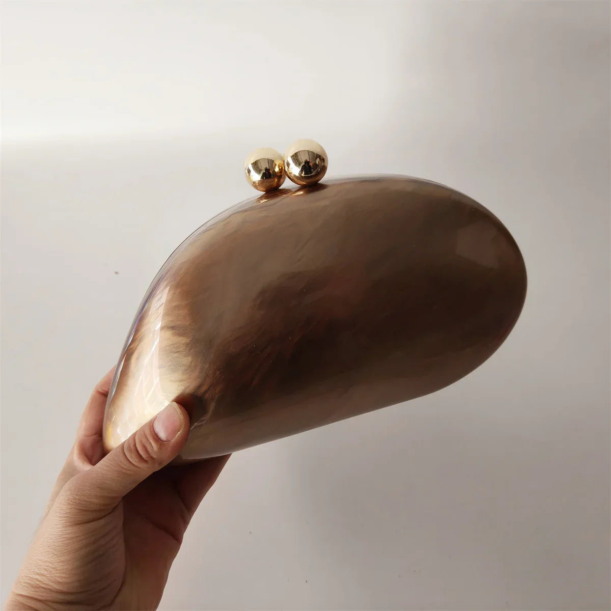 Bolsa acrílica para senhoras, marrom pérola, forma de bolinho, bolsas Minaudiere, sacos de noite, festa, casamento, dama de honra, bolsa, L
