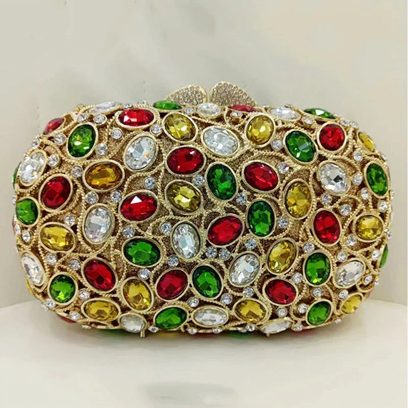 Embreagem de pedra clara branca e prateada para mulheres, bolsas de cristal, festa de casamento, bolsas de baile, embreagem nupcial de diamante