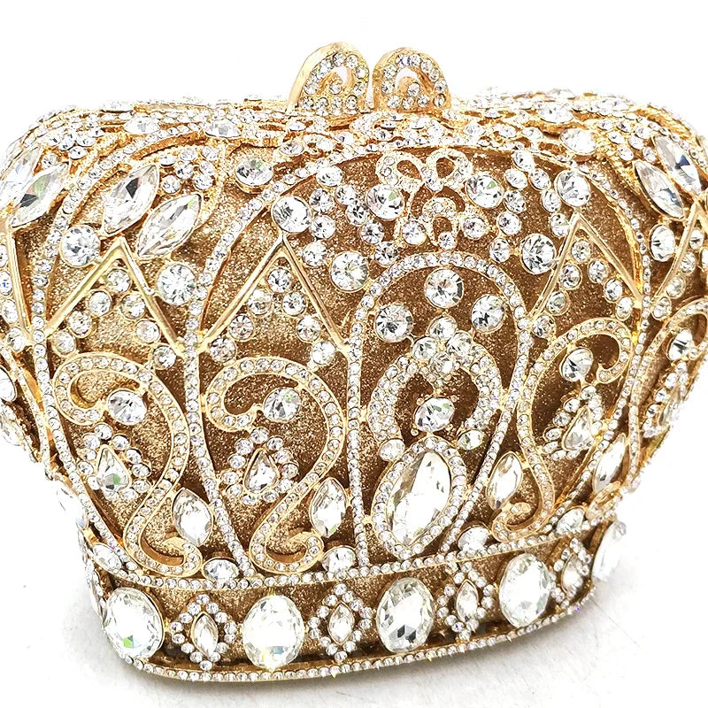Mulheres festa à noite bolsa diamantes luxo cristal garras elegantes senhoras bolsas festa de casamento nupcial coroa real bolsas saco