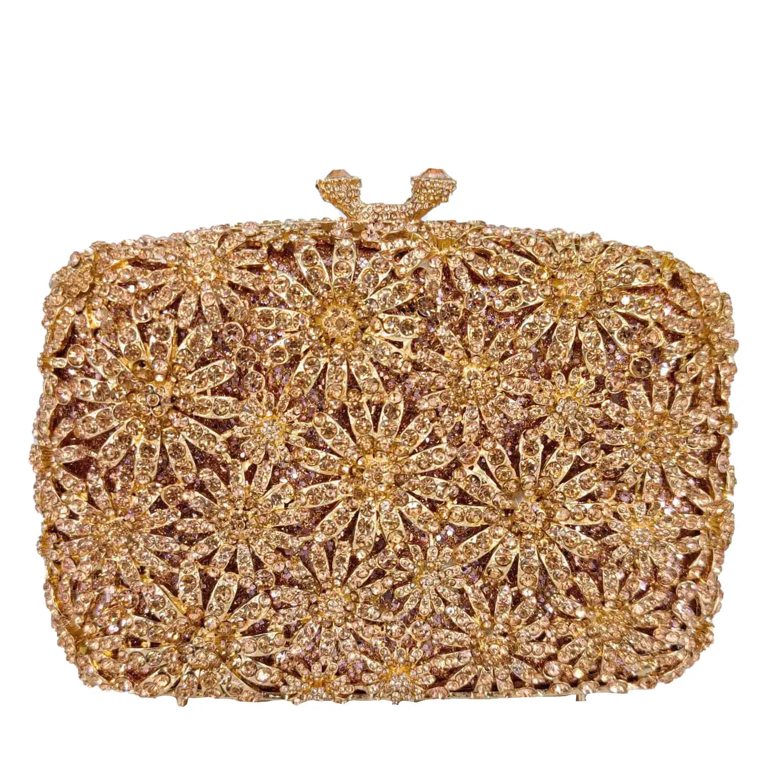 Boutique de fgg crisântemo flor sacos de noite e embraiagens feminino cristal embreagem festa casamento strass bolsas bolsas