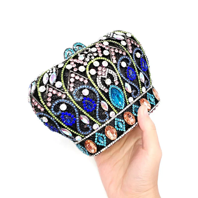Mulheres festa à noite bolsa diamantes luxo cristal garras elegantes senhoras bolsas festa de casamento nupcial coroa real bolsas saco