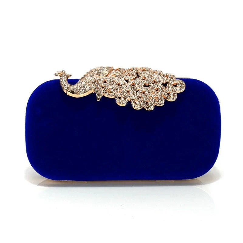 Retro preto saco de noite feminino elegante formal festa de casamento bolsas vintage veludo embreagem com pavão cristal vermelho bolsas