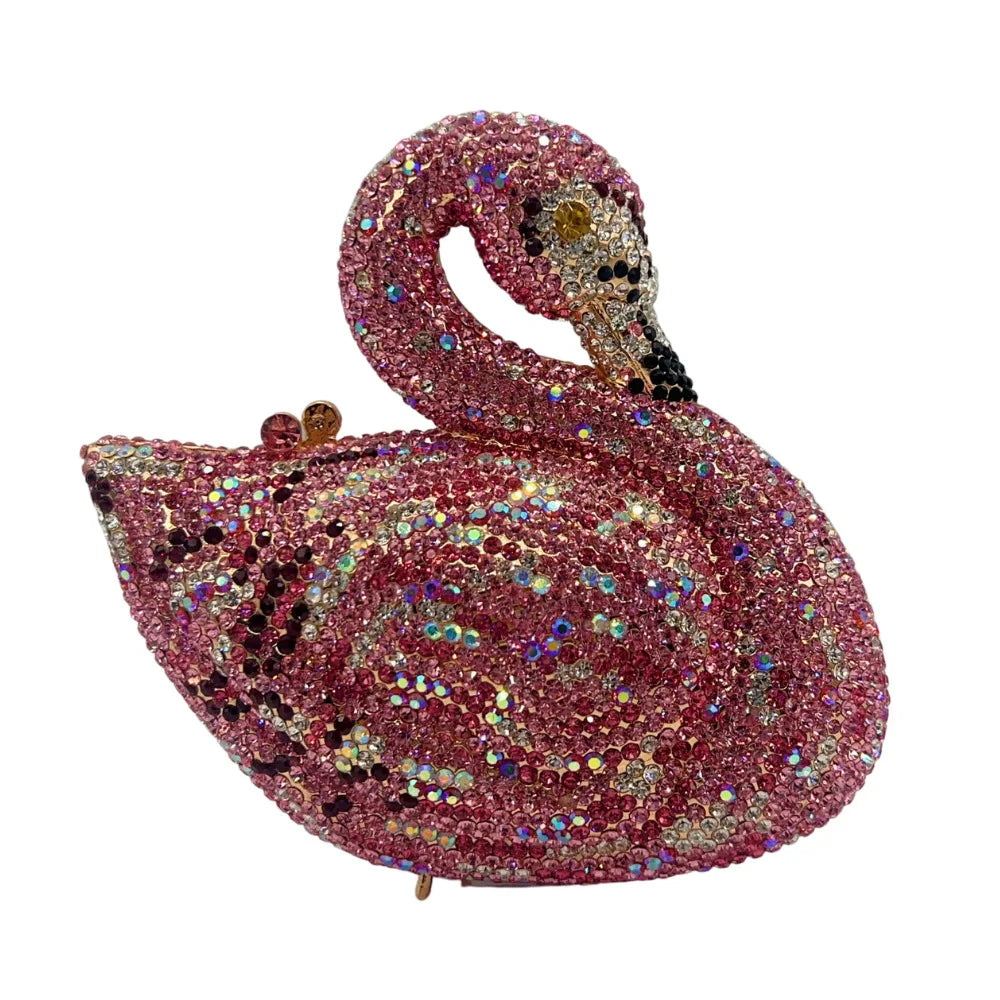Sacos de noite de cristal em forma de cisne diamante espumante bolsas de embreagem strass bolsas de metal duro saco de festa de casamento