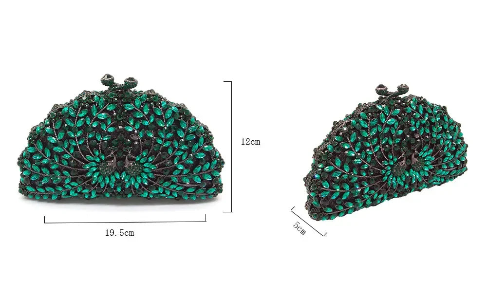 Boutique de fgg pavão verde mulheres bolsas de noite casamento cocktail cristal bolsa embreagem nupcial diamante minaudiere bolsas