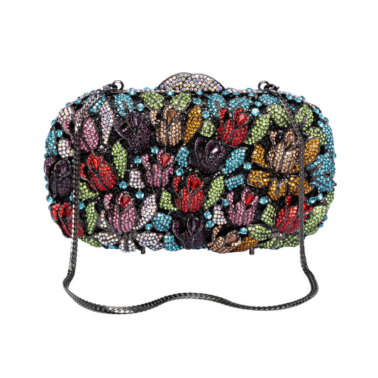 Luxo oco para fora das mulheres flor sacos de noite cristal embreagem casamento pedra bolsa e bolsa festa nupcial jantar minaudiere saco