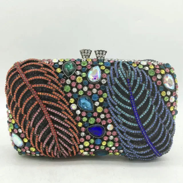 Boutique de fgg roxo cristal noite sacos embreagem feminino formal festa folha strass bolsas nupcial casamento minaudiere bolsa