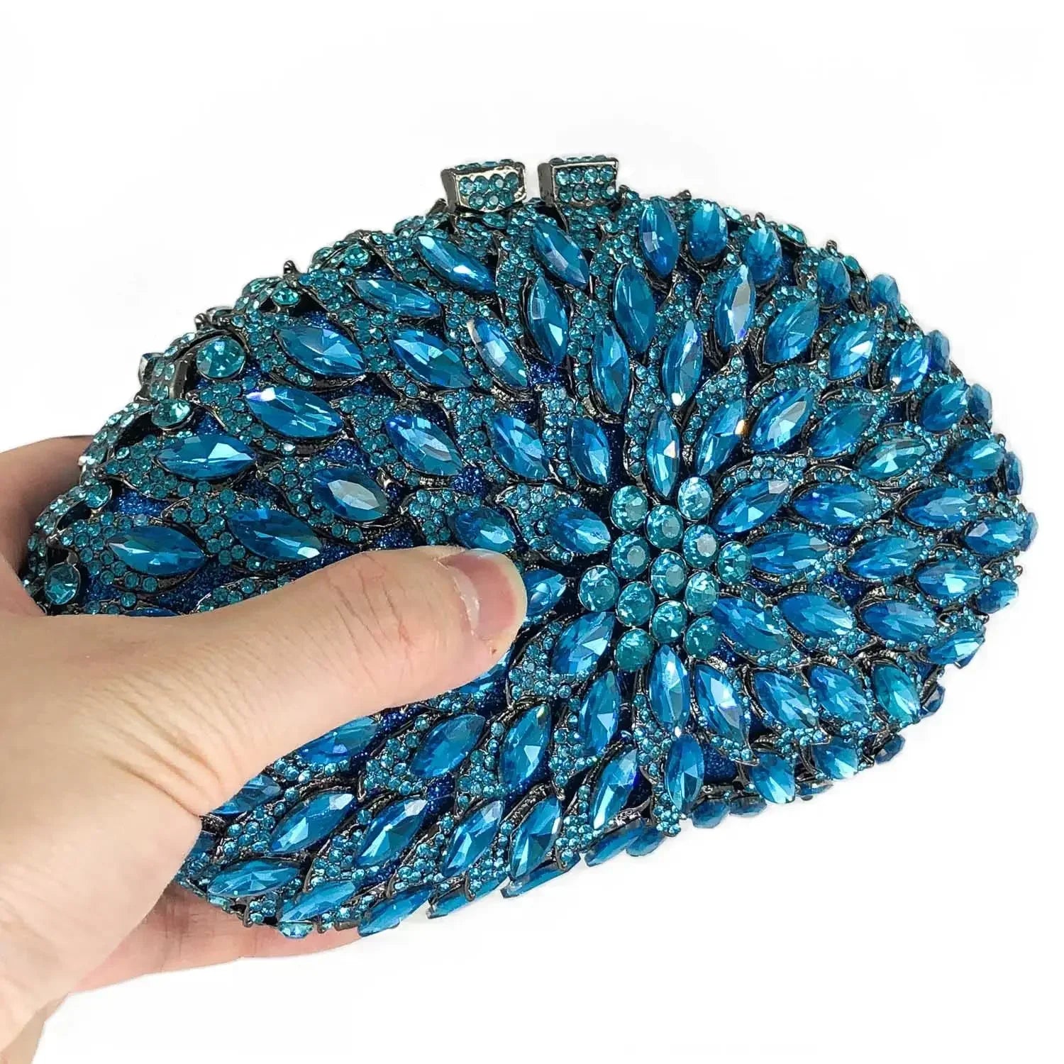Boutique de fgg ciano azul feminino cristal noite bolsas e bolsas festa baile bebê azul strass embreagem minaudiere saco