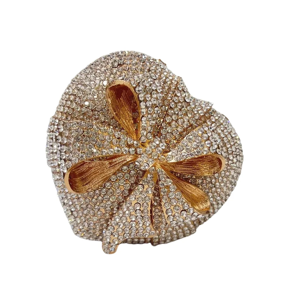 Personalizado design de luxo feminino diamante bolsa cristal strass forma coração bolsa noite saco embreagem para mulher 2025