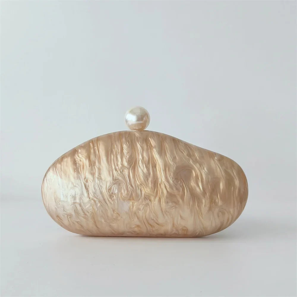 Feminino frisado pérola marrom acrílico caixa sacos de noite das mulheres mini crossbody bolsa festa nupcial verão praia bolsa embreagem carteira sacos