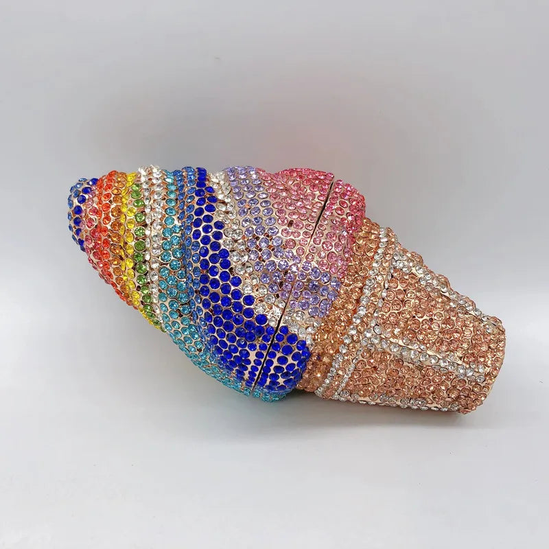 Nova chegada sorvete embreagens mulher colorido cristal bolsa aniversário baile de formatura diamante bolsa casamento festa de noiva presente saco noite