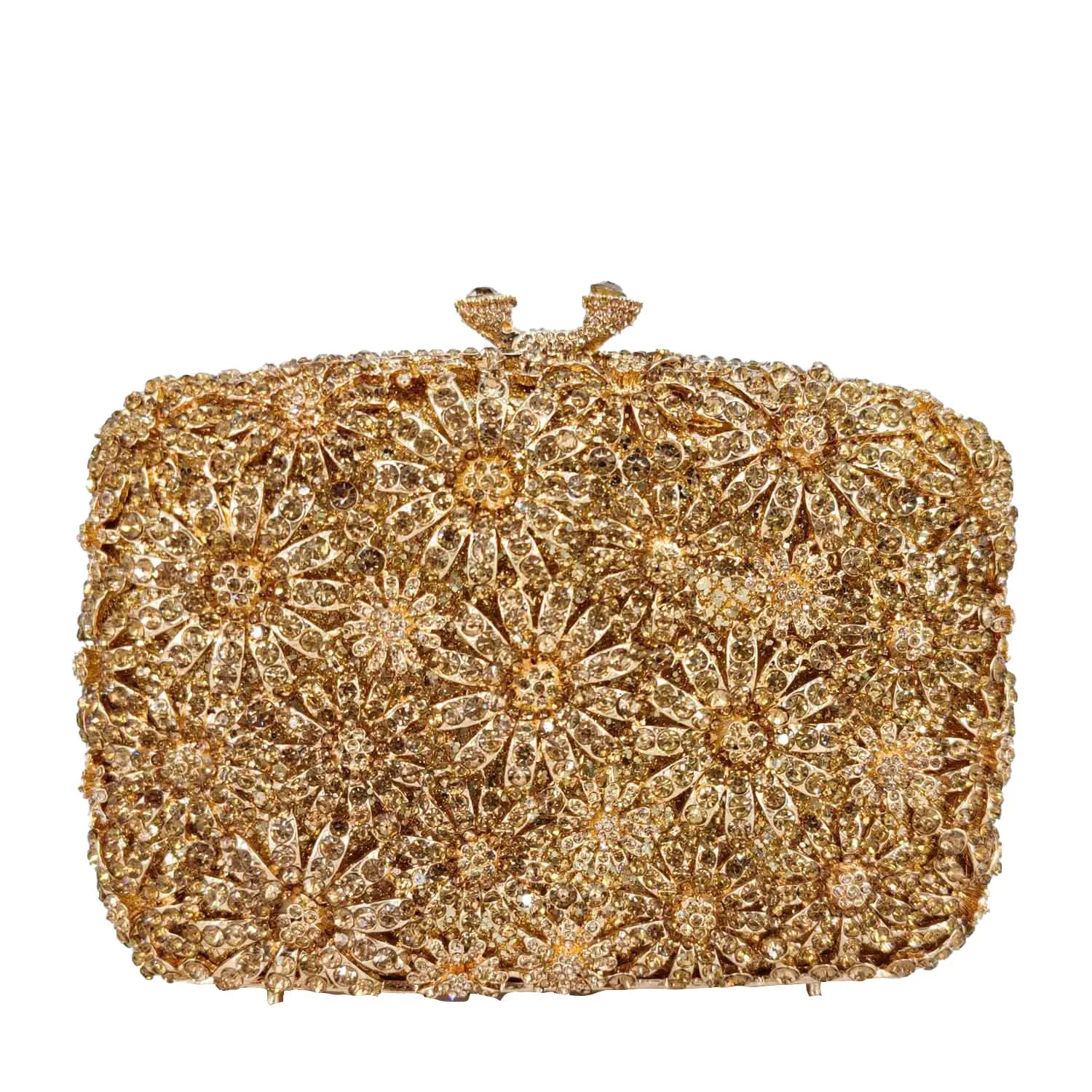 Boutique de fgg crisântemo flor sacos de noite e embraiagens feminino cristal embreagem festa casamento strass bolsas bolsas