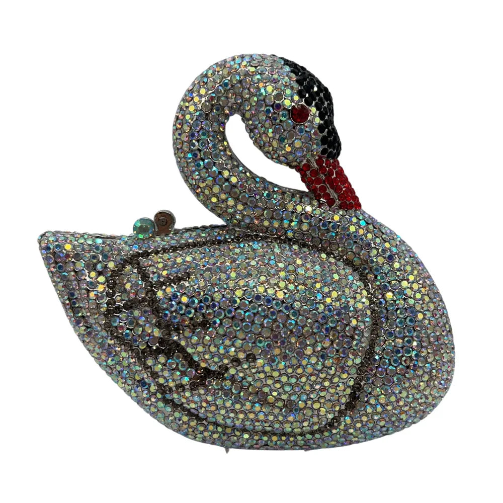 Sacos de noite de cristal em forma de cisne diamante espumante bolsas de embreagem strass bolsas de metal duro saco de festa de casamento
