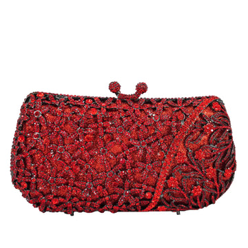 Boutique de fgg elegante flor vermelha sacos de noite e embreagens para festa de casamento feminino strass bolsas nupcial floral bolsa