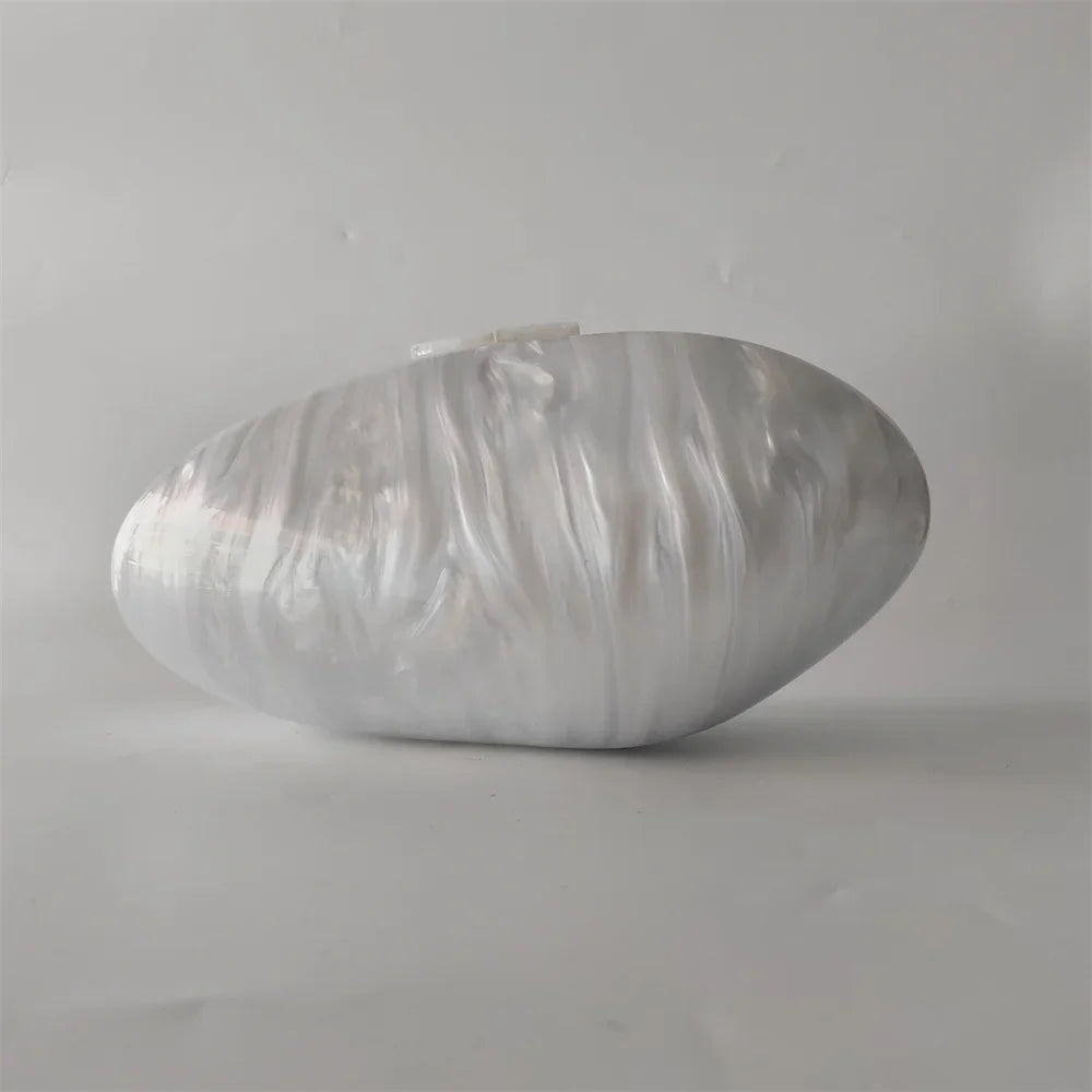 Embreagens de caixa de acrílico branco perolado feminino, mini carteira, forma irregular, festa noturna, viagem, bolsas Gilr, bolsa para mulheres