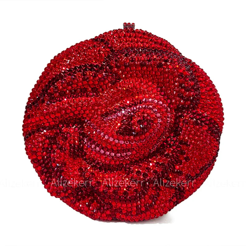 Alizekerr rosa em forma de cristal sacos de noite feminino lindo chique strass flor bolsas embreagem e bolsas festa casamento nupcial