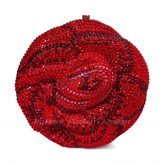 Alizekerr rosa em forma de cristal sacos de noite feminino lindo chique strass flor bolsas embreagem e bolsas festa casamento nupcial