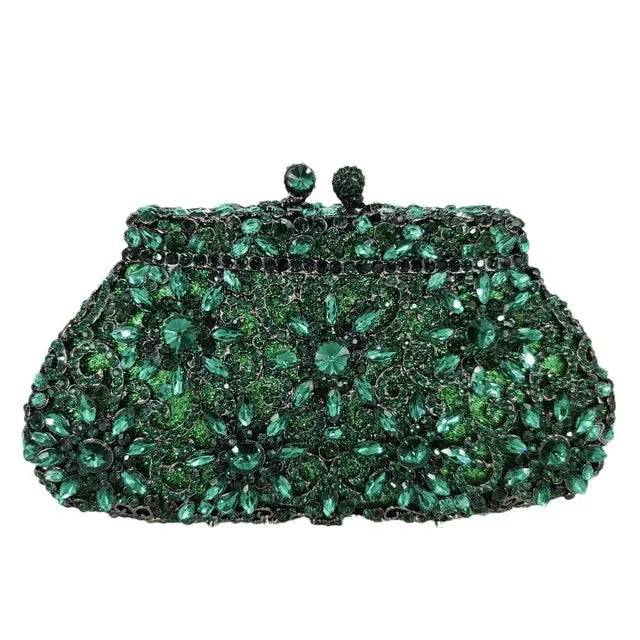 Flor coroa prata cristal embreagem para mulheres, bolsa de noite, saco de baile, embreagens nupciais, bolsa de casamento, boutique de fgg, em estoque