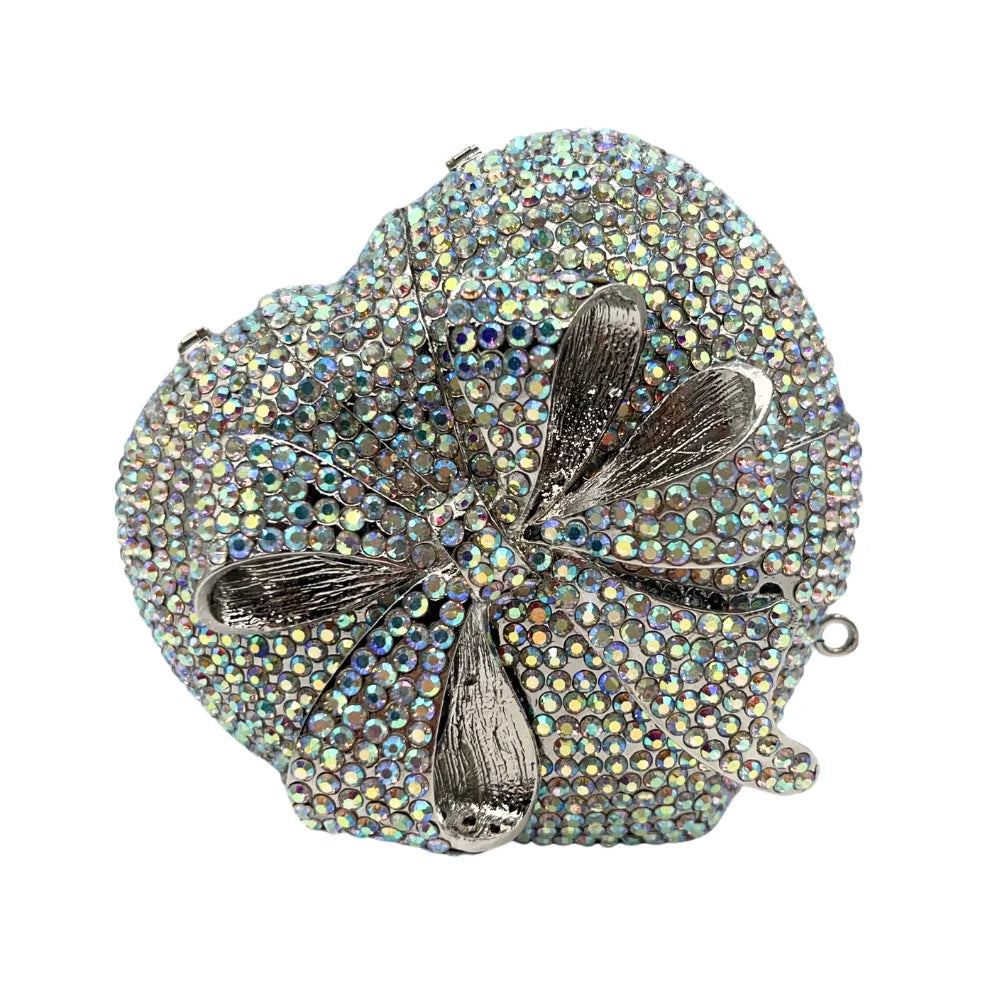 Personalizado design de luxo feminino diamante bolsa cristal strass forma coração bolsa noite saco embreagem para mulher 2025