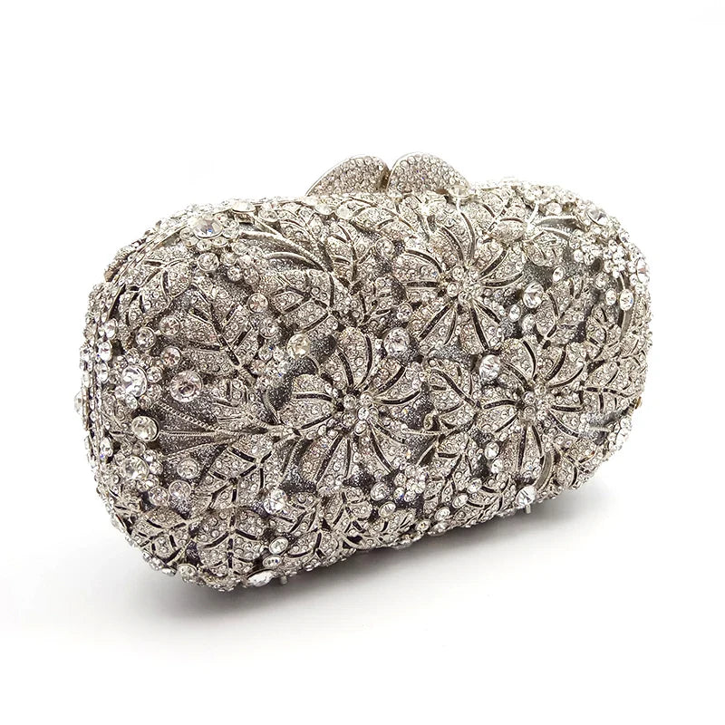 Mulheres saco de festa à noite diamantes elegante embreagem cristal luxo nupcial festa casamento carteira bolsa flor bolsas cristal