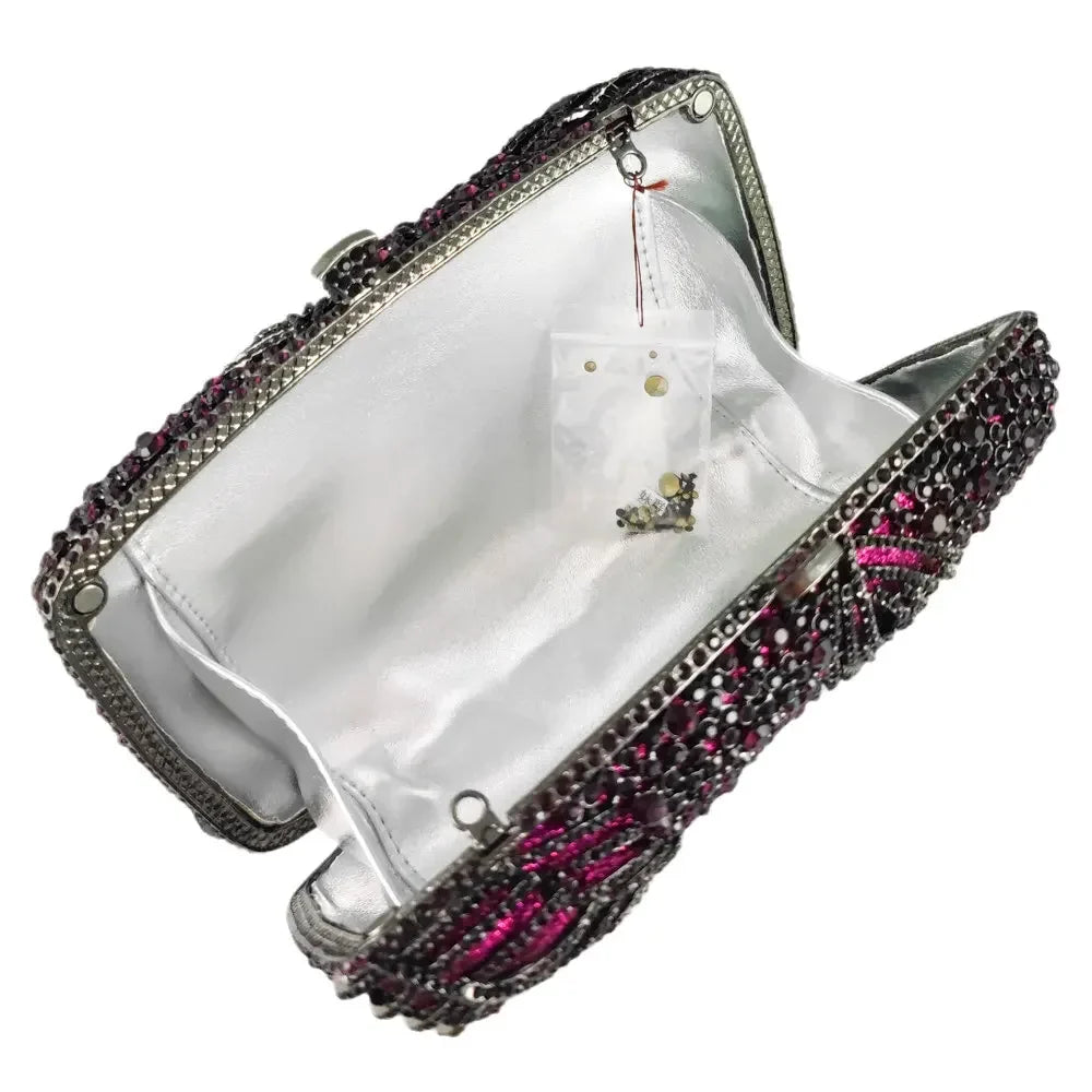 Boutique de fgg roxo cristal noite sacos embreagem feminino formal festa folha strass bolsas nupcial casamento minaudiere bolsa