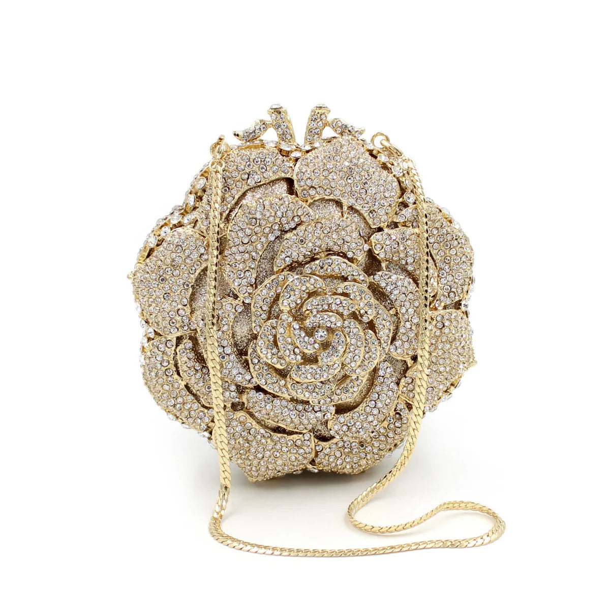 Crystal Flower Metal Clutch
