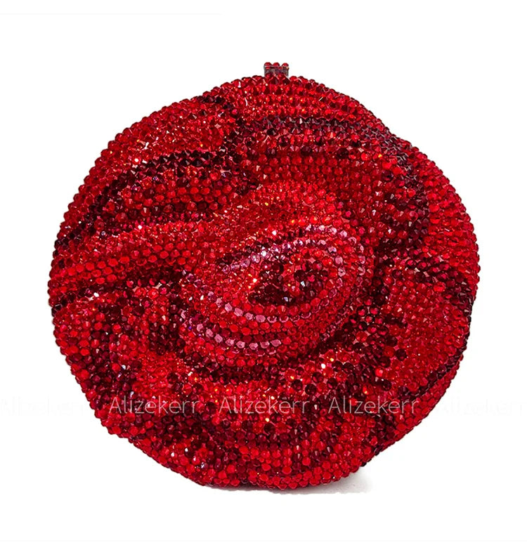 Alizekerr rosa em forma de cristal sacos de noite feminino lindo chique strass flor bolsas embreagem e bolsas festa casamento nupcial